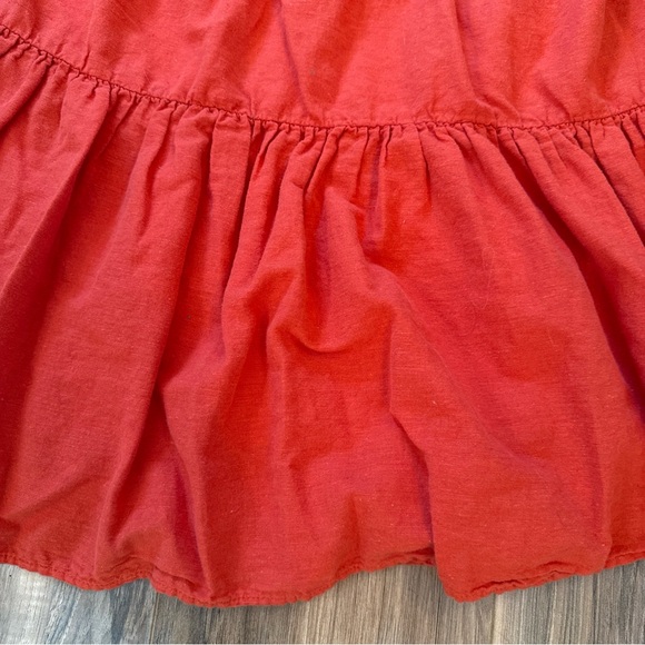 American Eagle Orange/Red V-Neck Halter Dress Tiered Layered Cotton Linen Size M - Picture 3 of 13